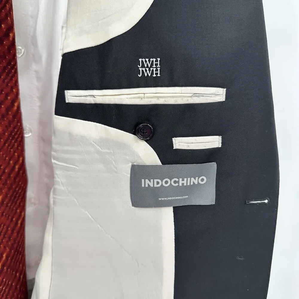 INDOCHINO jacket blazer sport coat black 42L classic wool business two button